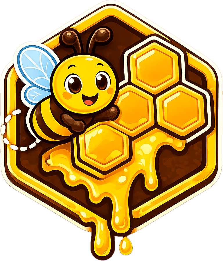 Hive House Games bee mascot badge